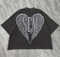 T-shirt personnalisé pour homme imprimé DTG en gros, 100 % coton, noir délavé, impression bande, manches courtes, tricoté long et oversize