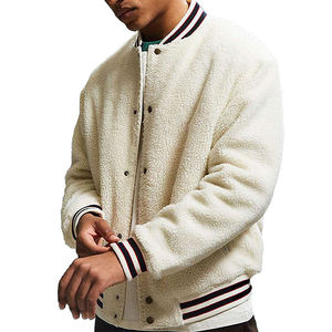 Veste universitaire en polaire pour homme EXPERT HAND INDUSTRY, col montant, fermeture boutonnée, chaude, décontractée, pour l'hiver, coupe classique, Sherpa - Product Image 3