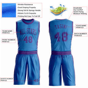 Ensemble d'uniformes de basketball personnalisés pour adultes – Maillot sans manches et short – Tenue d'équipe bleu et violet respirante 100 % polyester pour entraînement et match - Product Image 2