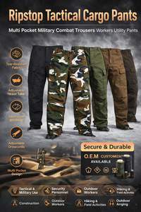 Pantalon cargo Ripstop multi-poches pour extérieur, vêtement de travail utilitaire, style tactique durable, pantalon de travail pour l'entraînement et la sécurité - Product Image 4