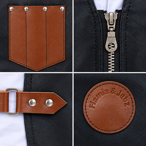 Tablier classique en jean avec poches et bretelles en cuir, vêtement de travail pour barbier, coiffeur, barman - Product Image 2