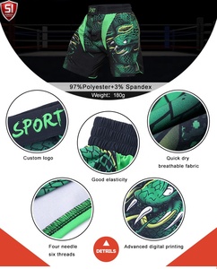 Pantalones Cortos de Boxeo para Hombre con Estampado de Dragón, Sublimados, de Secado Rápido, Deportivos, Cintura Elástica, Corte Medio, Verde y Negro, Poliéster, Cordón Ajustable - Product Image 6