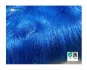 Tela de Piel Sintética de Poliéster Acrílico de Lujo, Color Azul, Pelo Largo de 100 mm, Alta Calidad de Tailandia - Product Image 2