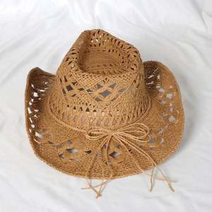 Sombreros de Vaquero de Paja de Verano al por Mayor, Diseño Calado Hecho a Mano, Estilo Occidental Liso para Adultos Unisex, para Exteriores - Product Image 6