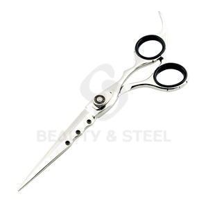 Professional Stainless Steel Hair Cutting Scissors with Scalloped Blade Design and Ergonomic Black Inner <b>Rings</b> - Product Image 1
