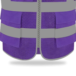 Vente 2026 : Gilet de sécurité en maille pour homme, logo personnalisé et couleur unie violette, confortable et imperméable, prix abordable et raisonnable - Product Image 6