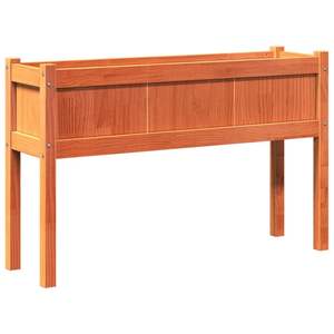 Ensemble de 2 jardinières en bois de pin massif de taille moyenne, couleur brun ciré, pour plantes et fleurs - Product Image 5