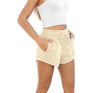 Shorts d'été à carreaux de qualité supérieure, colorés, avec taille élastique, logo personnalisé, pour femmes, vente en gros - Product Image 6