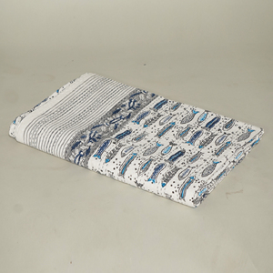 Handmade Organic Cotton Kantha <b>Quilt</b> Reversible Breathable Bed Cover Set Printed Fish Pattern Eco-Friendly Washable Bohemian - Product Image 2