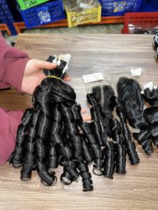 2024 tendance de haute qualité noir rebondissant bouclés faisceaux en gros vietnamien têtes d'entraînement de cheveux humains pour les femmes noires vendeurs - Product Image 2