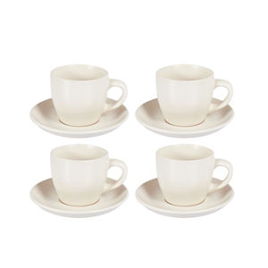 Ensemble de 4 <span class=keywords><strong>tasses</strong></span> et soucoupes <span class=keywords><strong>à</strong></span> <span class=keywords><strong>café</strong></span> en grès coquille d'oeuf moderne pour propriétaire de <span class=keywords><strong>café</strong></span> expresso personnalisé - Product Image 5