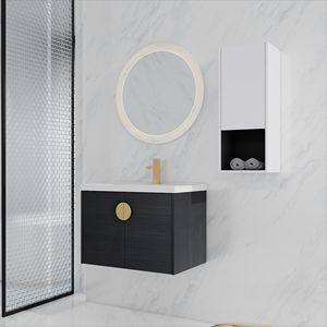 Meuble-lavabo mural de salle de bain de 28 pouces avec lavabo en céramique, portes à fermeture douce, 00212WHK 06328BCT, armoire combinée (KD) - Product Image 1