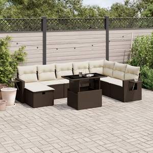Ensemble de canapé de jardin modulaire en rotin PE marron avec rangement, mobilier d'extérieur au design contemporain, coussins en mousse haute densité - Product Image 1