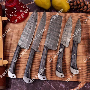 Ensemble de 5 couteaux de cuisine professionnels en acier Damas forgé de qualité industrielle, ultra-affûtés, ambidextres, pour barbecue et chef - Product Image 4