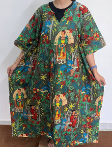 Vestido Kaftán de Algodón Estampado Floral para Mujer, Corte Holgado y Estilo Veraniego - Product Image 4