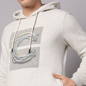 Sudadera con Capucha para Hombre, Gris, de Algodón, Tejida, con Estampado de Letras, Informal, para Otoño, Corte Regular, con Bolsillos - Product Image 4