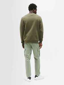 Sweat-shirt à col rond pour homme, vert olive, coupe classique, vêtement décontracté pour l'automne, tricot uni, pull respirant en coton - Product Image 6