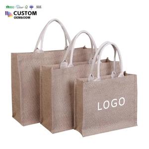 Custom Jute Shopping <b>Bag</b> <b>Medium</b> Size Top Handle Hand Length Handle For Groceries - Product Image 1