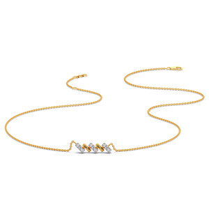 Alternating <b>Bar</b> Link Diamond Necklace with Sculpted Gold <b>Twist</b> Accents and Modern Linear Design - Product Image 2