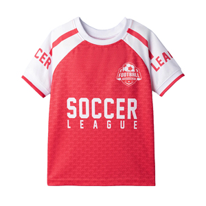 Maillot de football pour enfants à manches courtes, rouge et blanc, respirant, séchage rapide, antibactérien, 100% polyester, vêtements de sport pour enfants, tenue d'équipe - Product Image 1