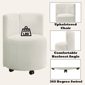Blayde <b>White</b> Chenille Swivel Side <b>Chair</b> Set of 2 for <b>Dining</b> Room - Product Image 3