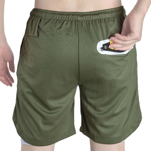 High Quality Athletic Workout Gym Double <b>Layer</b> Short Breathable Quick Dry Short With Elastic Waste And Zipper Pocket - Product Image 2