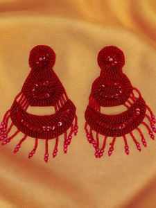 ต่างหูปักลูกปัดทรงหยดน้ำ งานฝีมือทำมือ ดีไซน์คริสต์มาสสำหรับงานเย็บปักถักร้อย โดย MD HANDICRAFTS - Product Image 6