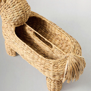 Cute Handmade Water Hyacinth Dog Kids <b>Storage</b> <b>Basket</b> Animal <b>Toy</b> Organizer Woven <b>Storage</b> Bin for Children Nursery Playroom - Product Image 4