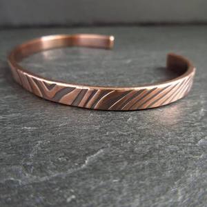 Copper Alloy Cuff Bracelet Geometric Pattern Vintage Style Unisex Jewelry <b>men</b> and women wrist wear healing Antique Copper Plate - Product Image 1