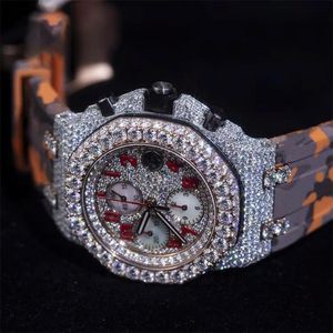 Luxury ETA Automatic Moissanite Analog Rubber Band Business Hip Hop Men's <b>Watch</b> with Iced Out Diamonds - Product Image 2