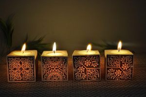 Handmade Wooden Square <b>Tea</b> Light Candle Holder Set Rustic Wooden Candle <b>Stand</b> for Home, Wedding & Event Decor Wholesale - Product Image 3
