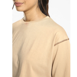 Custom Women's Streetwear <b>Crop</b> <b>Top</b> Loose Fit Knitted T-Shirts 50% Cotton 50% Polyester Solid Summer Casual Style Heat-Transfer - Product Image 5