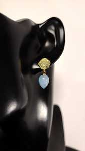 Boucles d'oreilles en aquamarine naturelle, argent sterling 925, plaqué or 18 carats, non traitées, faites à la main, bijoux de luxe, cadeau d'anniversaire de mariage - Product Image 2