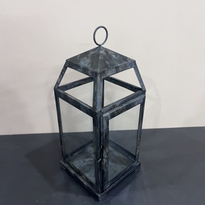 Artisan Design L549 <b>Black</b> Iron Glass Candle <b>Lantern</b> 7X7X16.5" for Wedding Christmas Easter Ramadan Parties and Home Decor - Product Image 3