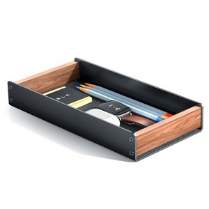 Handcrafted Walnut Wood Pen Stand with Marble Inlay - Wholesale Office Organizer - Product Image 5