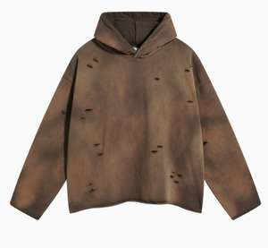 Oversized Streetwear Acid Wash Hoodie Vintage Spray Dyeing Gradient Men Sweatshirt Distressed Ripped Hole Unisex <b>Couple</b> <b>Hoodies</b> - Product Image 3