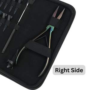 Kit d'outils pour extensions capillaires de styliste, comprenant des pinces à sertir plates, des pinces pour extensions adhésives, des pinces de retrait de perles, un crochet à boucle et un ensemble de pinces de sectionnement - Product Image 4