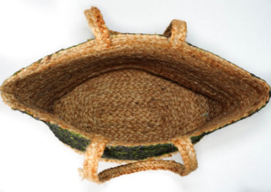 Sac fourre-tout en jute écologique, style bohème tissé vert, bandoulière, ouverture supérieure, pour femme, été, plage, usage quotidien, toutes saisons - Product Image 3
