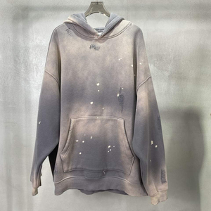เสื้อฮู้ดโอเวอร์ไซส์ลายสาดสีสไตล์ดิสเทรส กระเป๋าจิงโจ้ ยูนิเซ็กส์ สีเบจ - Product Image 4
