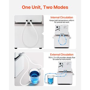 Bain-marie à circulation d'huile à température constante pour laboratoire, 6L, pour hautes températures jusqu'à 100°C/212°F, certifié CE, 220V - Product Image 4