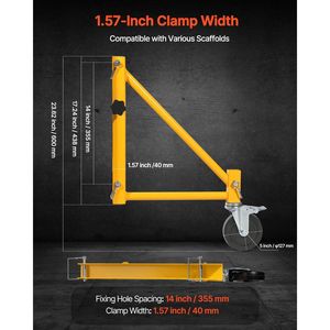 Supporti per Ponteggi Stile Baker, Capacità di Carico Totale 450 kg, Set da 4, in Acciaio al Carbonio, con Ruote Girevoli, Accessorio per Ponteggi - Product Image 2