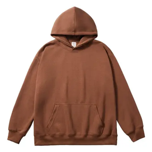 Heavyweight 100% Cotton Men's Hoodie With Puff Print Drak <b>Brown</b> Causal Streetwear Pullover Heavyweight 100% Cotton Men's Hoodie - Product Image 6