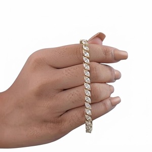 Fashion Bangle 18K Solid Gold 2.5ct E VVS Lab Grown Diamond 5X3mm Marquise cut Tennis Bracelet for Women Wedding Bridal Bracelet - Product Image 2