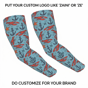 Manchon de compression ZAINI Premium 240 GSM 100% polyester pour bras, imprimé bleu, avec logo personnalisé imprimé numériquement, anti-bactérien - Product Image 1