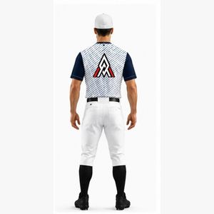 Uniforme de Béisbol Personalizado de Primera Calidad, Jersey a Rayas Blanco y Azul Marino para Hombre, Transpirable, de Poliéster, Talla Adulto, Servicio OEM - Product Image 2