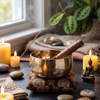 Professional Grade Tibetan Style Brass Healing Bowl Pure Sound Resonating Musical Instrument for Mindfulness and Stress Relief