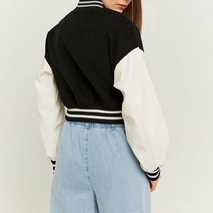 Oem Manufacturer High Quality Knitted Chenille Embroidery Breathable Windproof <b>Women</b> <b>Leather</b> Sleeves Custom Baseball <b>Bomber</b> - Product Image 3