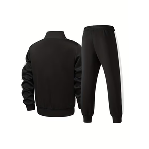 Ensemble de survêtement pour homme personnalisé de haute qualité, respirant, en polaire durable polyester/coton, avec fermeture éclair intégrale et col montant, décontracté, blanc - Product Image 2