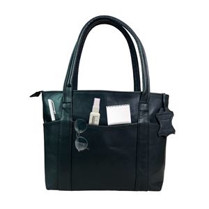 Sac à main vintage en cuir véritable pour femme, style cabas, sac à bandoulière, cadeau de la Saint-Valentin, sac de shopping 16 pouces (noir) - Product Image 1