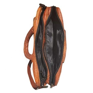 Bolso para portátil de cuero genuino de alta calidad con múltiples compartimentos y almacenamiento, impermeable, de cuero suave, para gimnasio y viajes. - Product Image 2